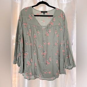 Flowy sage green blouse, 2X